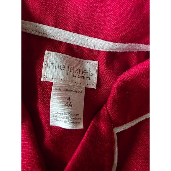 Carter's Other - Little Planet by Carters Size 4 Red Flannel Button Up Pajama Set Piping